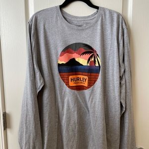 NWT men’s Hurley EVD WSH private beach long sleeve t-shirt gray size XL